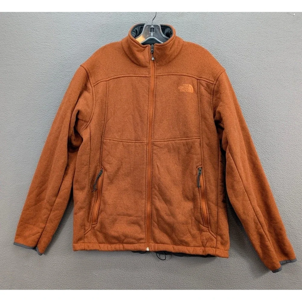 The North Face Fleece Jacket Polartec Thermal Pro Mens L Orange Full Zip Outdoor